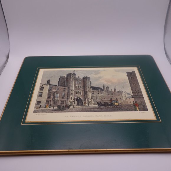 Set of Four(4) Vintage Lady Clare Green with Gold Border Place Mats - Picture 15 of 16